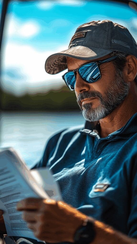 Texas boat owner reviewing their boat insurance policy for peace of mind.