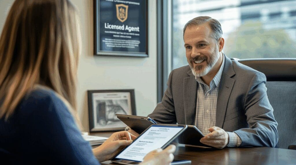 Professional insurance agent discussing Auto Insurance For Texas coverage options