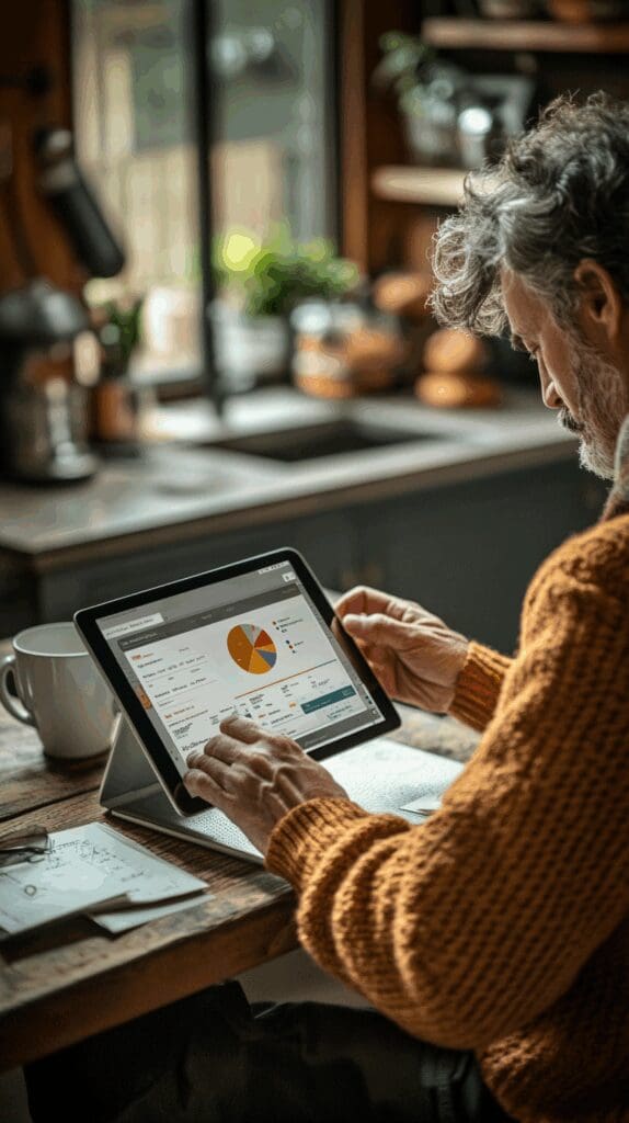 Customer reviewing Aflac cancer policy options on a tablet