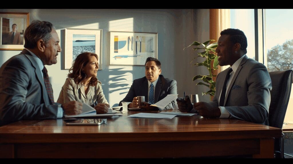 Texas small business team discussing group supplemental insurance with a professional broker